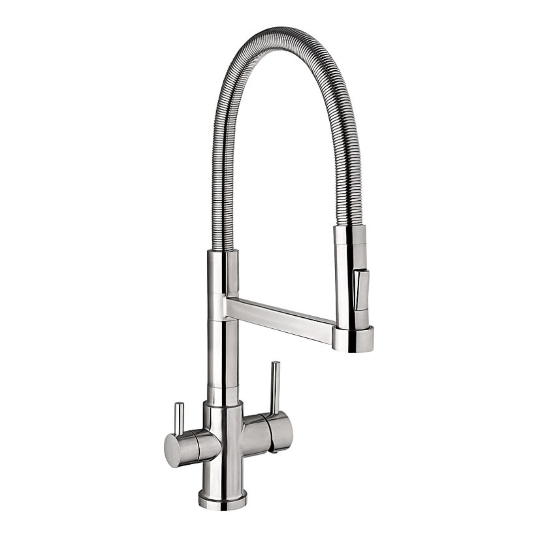 3-Wege-Hahn Altea, ausziehbarer Hahn mit Hebel für Filterwasser, nach rechts ausgerichtet.