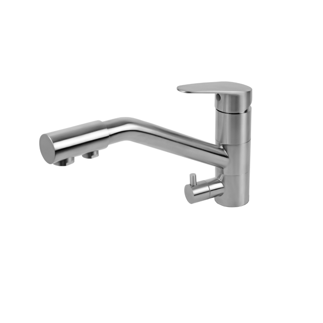 3-Wege-Hahn Avalon schwenkbar mit Drehventil für Filterwasser, nach links ausgerichtet.