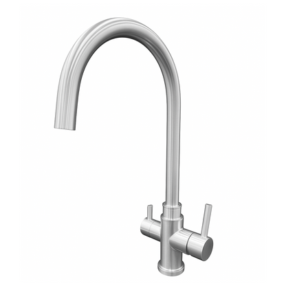 3-Wege-Hahn Heras Edelstahl links geneigt