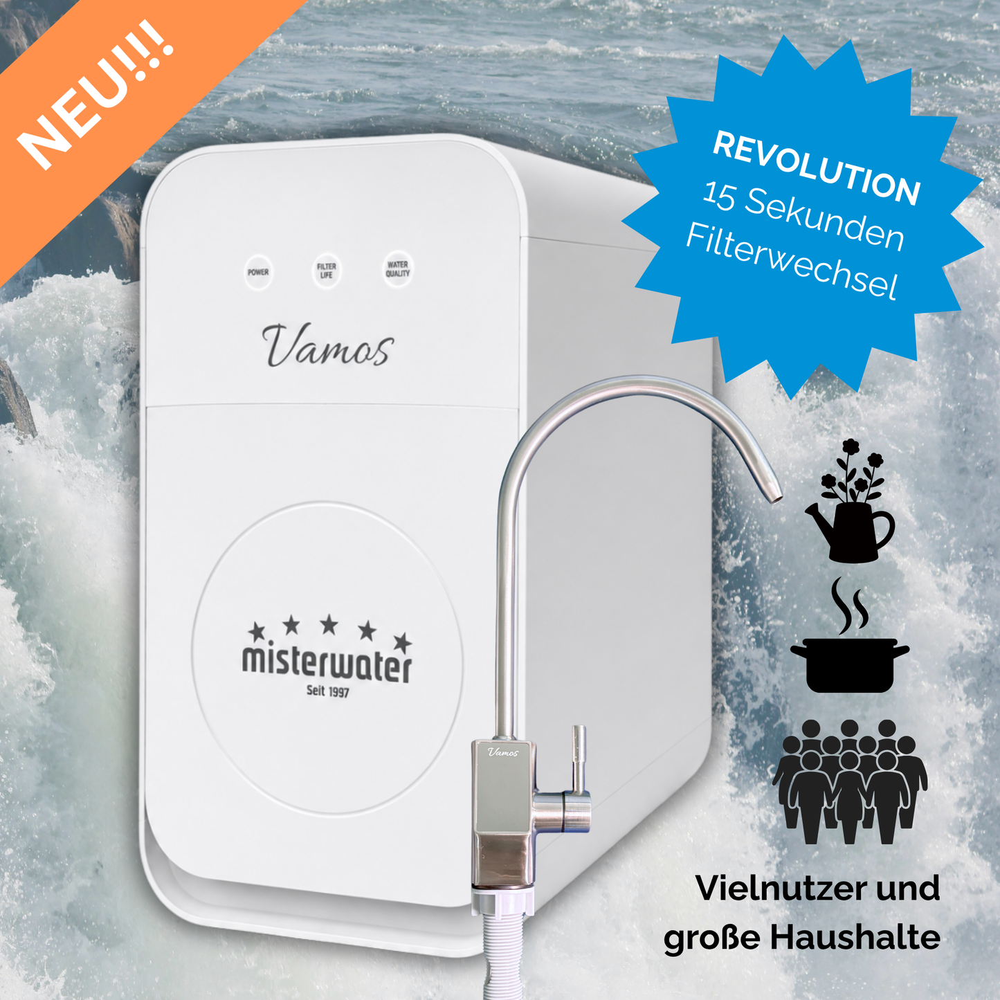Wasserfilteranlage Vamos inkl. TDS-Wasserhahn